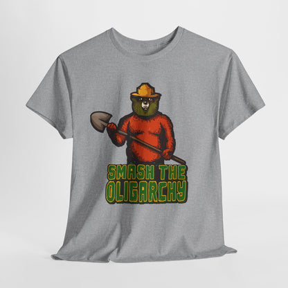 Smash The Oligarchy Bear Unisex Heavy Cotton Tee