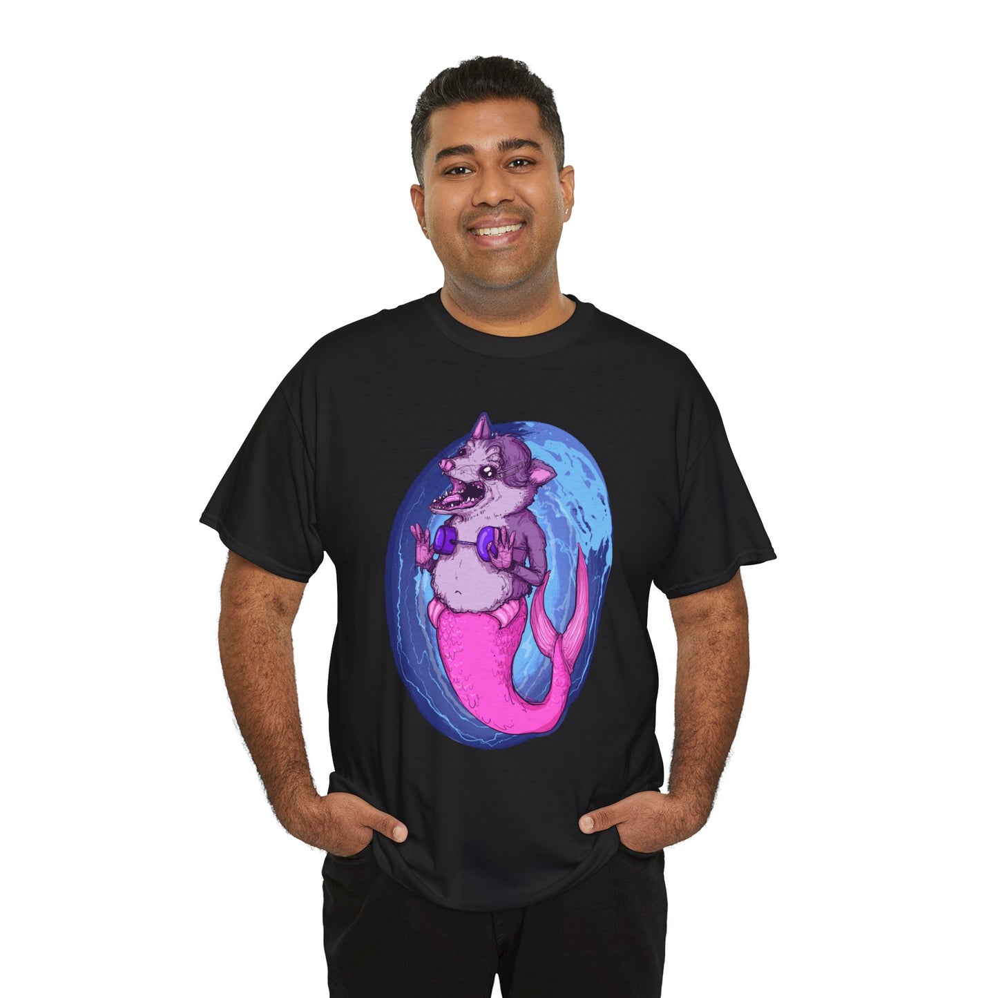 Mermaid Opossum Unisex Heavy Cotton Tee