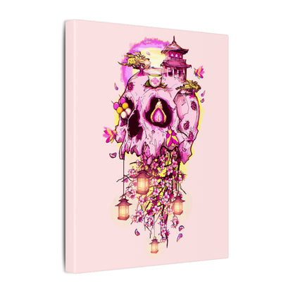 Elemental Skull Cherry Blossom Matte Canvas Stretched