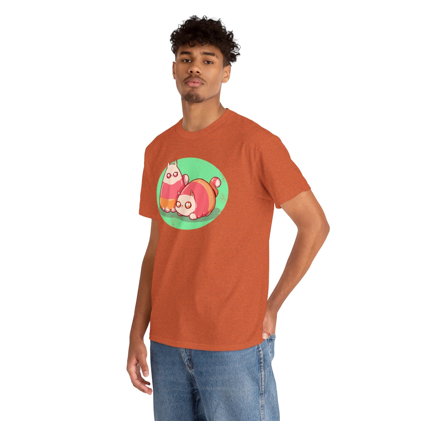 Candy Corn Cats Unisex Heavy Cotton Tee
