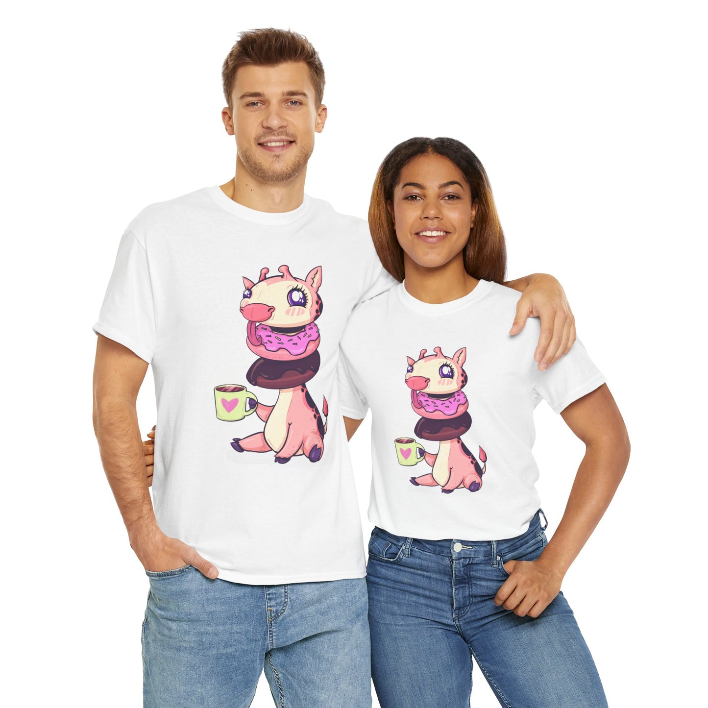 Giraffe Donuts Unisex Heavy Cotton Tee