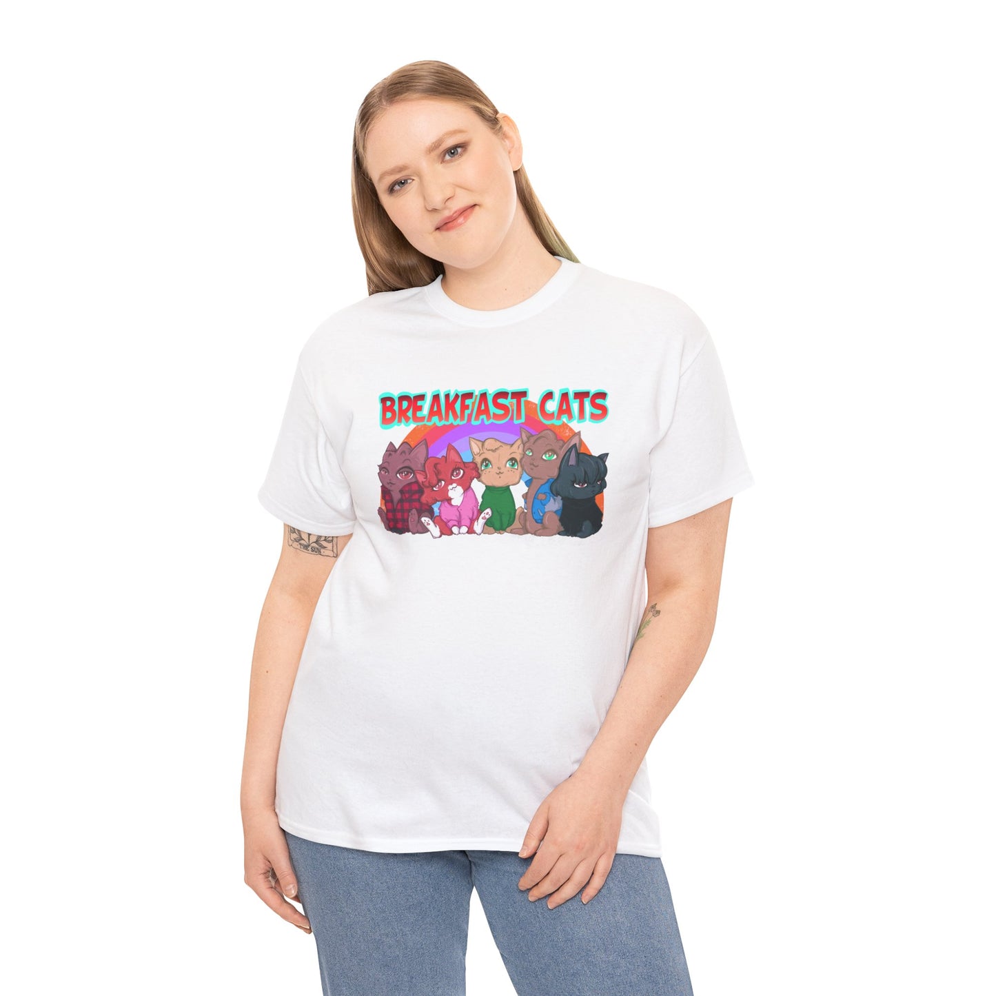 Breakfast Cats Unisex Heavy Cotton Tee