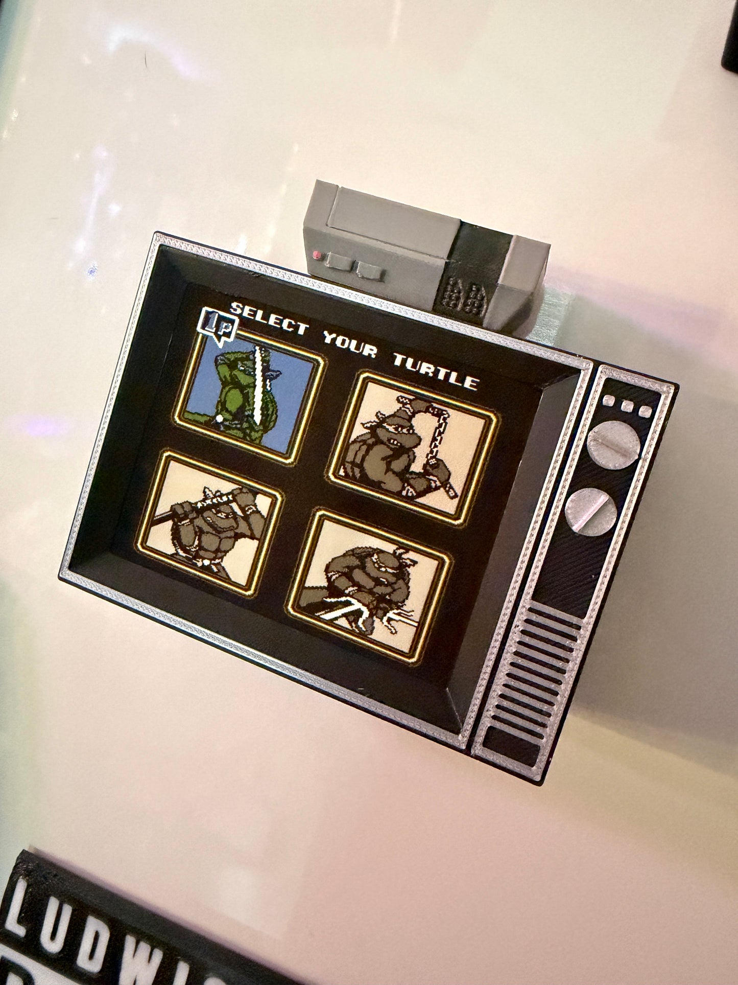 Retro TV Turtle Game With Sound 3D Print Fridge Magnet