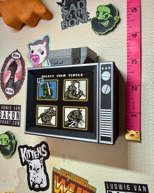 Retro TV Turtle Game With Sound 3D Print Fridge Magnet