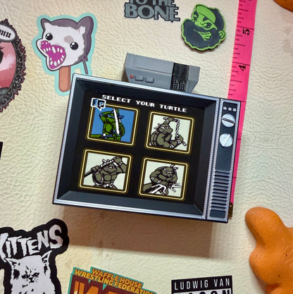 Retro TV Turtle Game With Sound 3D Print Fridge Magnet