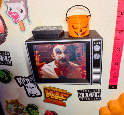 Halloween Clown Retro TV With Sound 3D Print Fridge Magnet