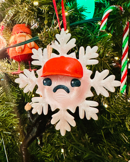 Red Hat Snowflake 3D Print Ornament