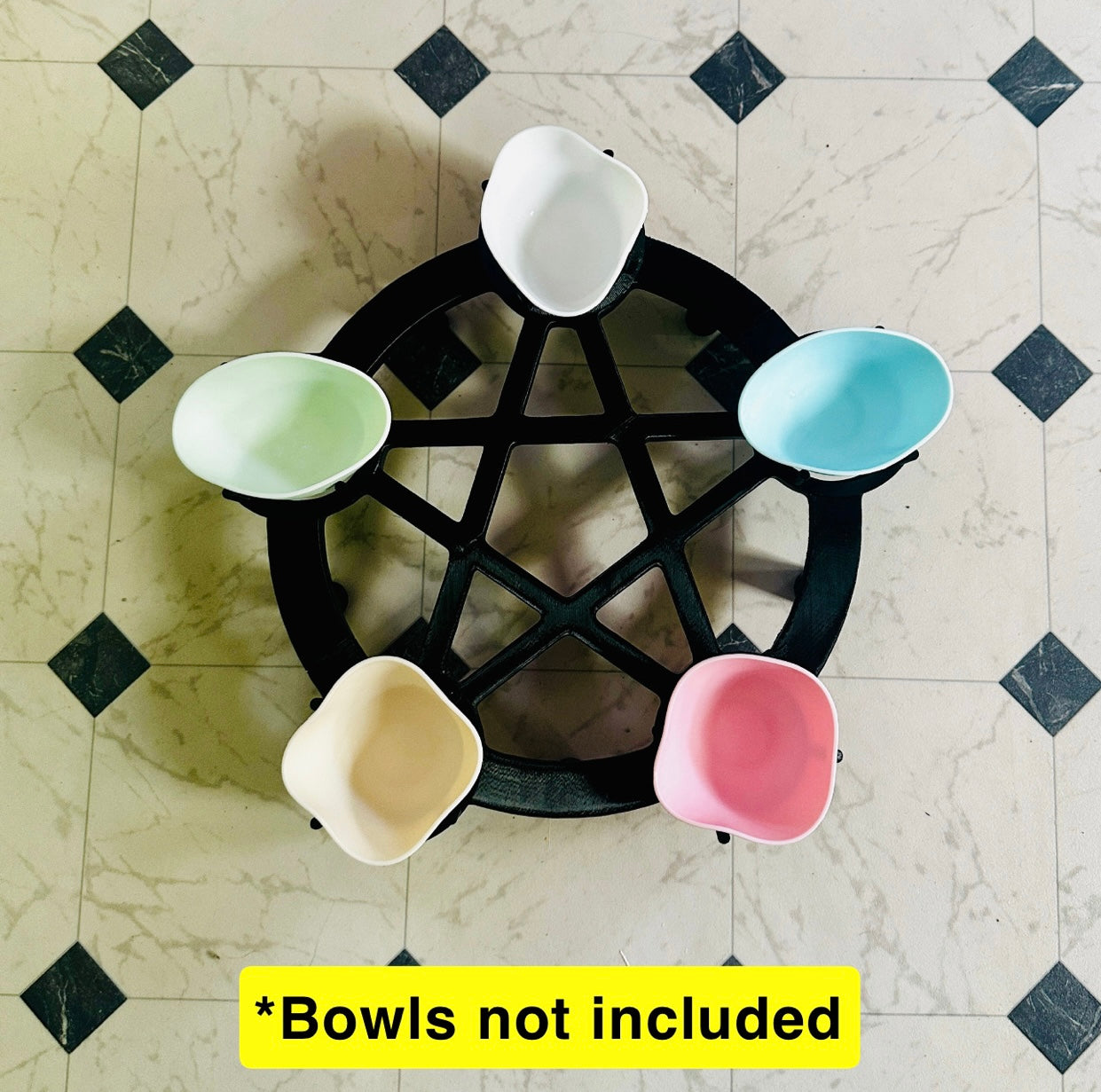 Cat Food Holder Pentagram (Bowls Not Included) 3D Print