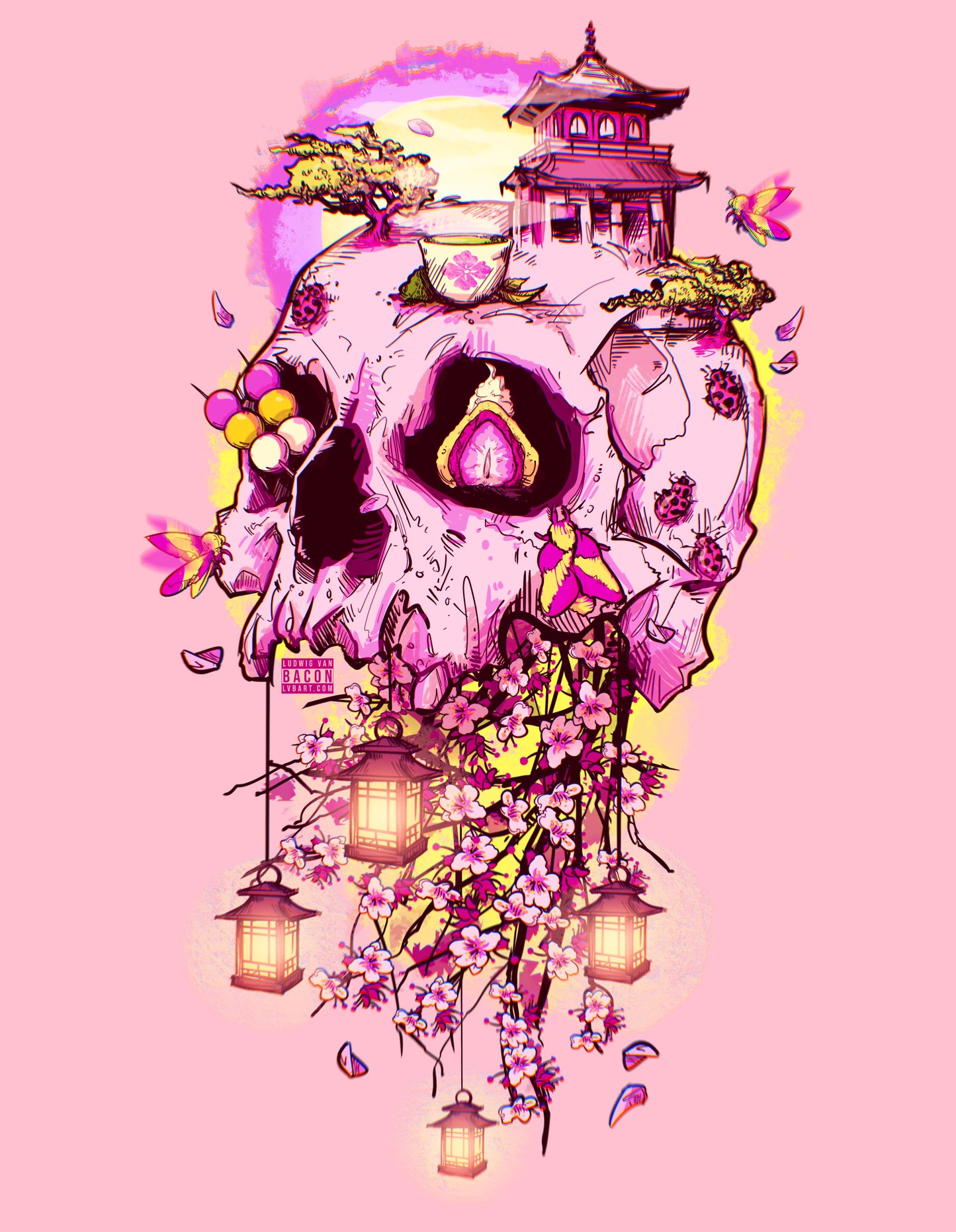 Elemental Skull Cherry Blossom Fine Art Print