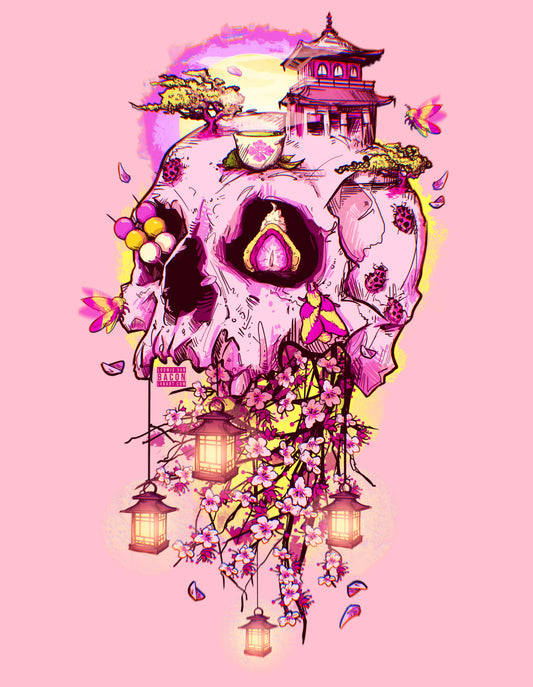 Elemental Skull Cherry Blossom Fine Art Print
