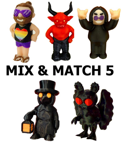 Mix & Match Tiny Figures (5 Pack) 3D Print Small Figure