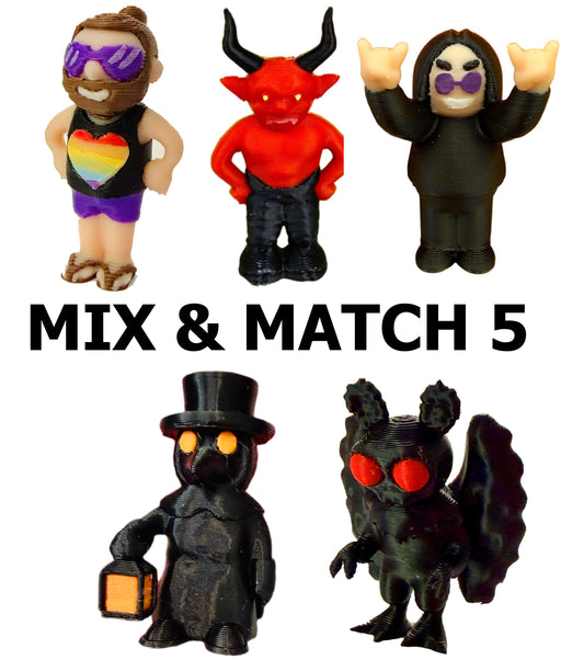 Mix & Match Tiny Figures (5 Pack) 3D Print Small Figure