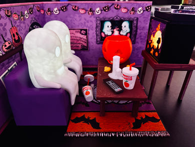 Spooky Movie Night 3D Printed Living Room Diorama 13 Piece Set Chromaphane Statue 3D Painting