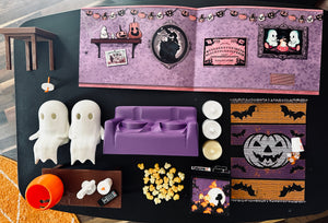 Spooky Movie Night 3D Printed Living Room Diorama 13 Piece Set Chromaphane Statue 3D Painting