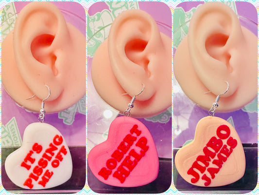 Marcus Worm Conversation Heart Earrings 3D Printed