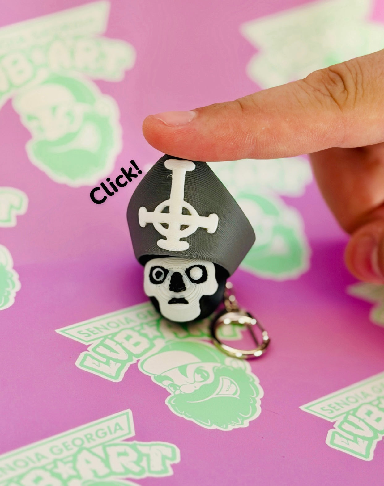 Evil Pope Fidget Clicker Keychain 3D Print