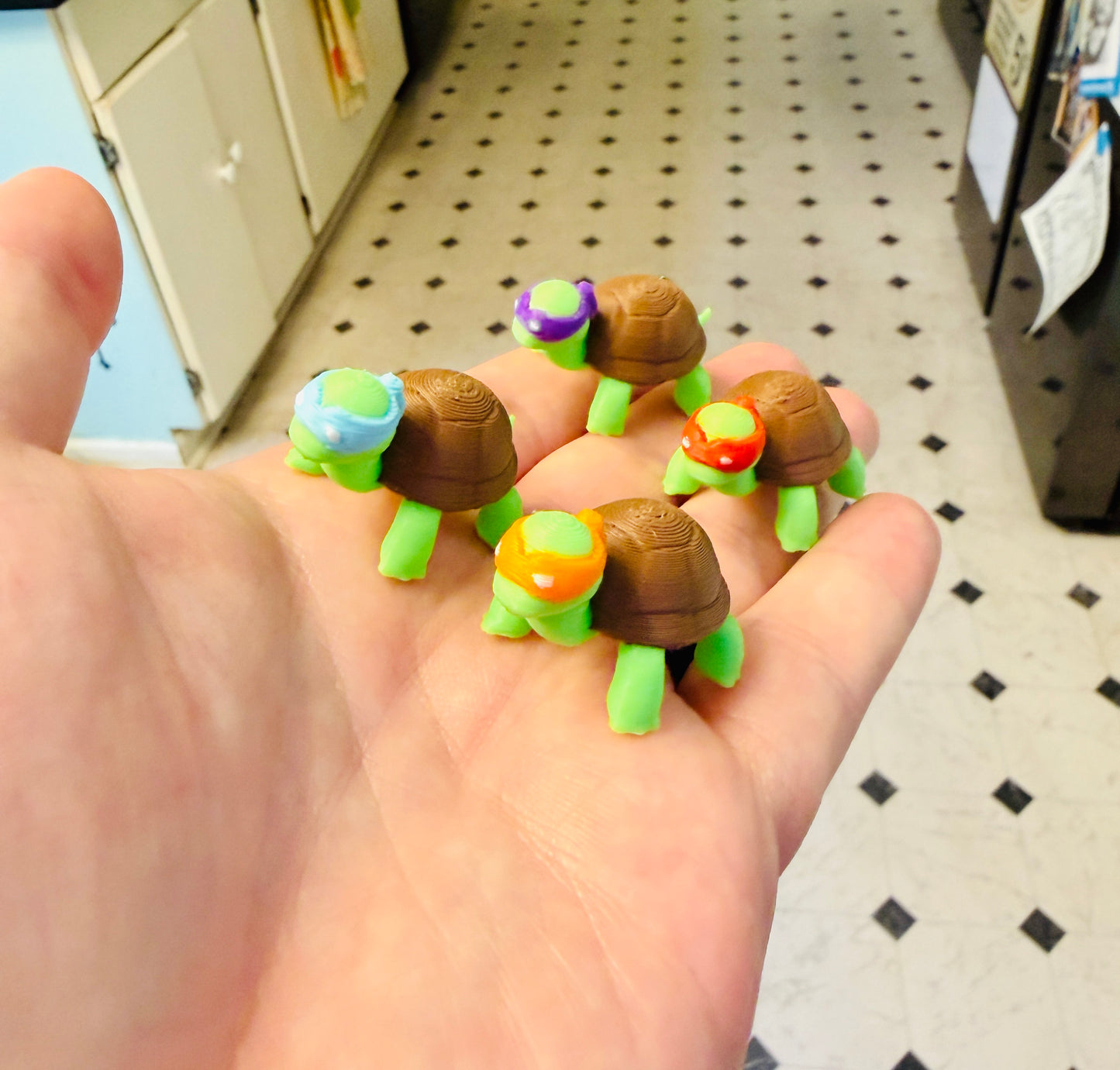Teeny Tiny Turtles (4 Pack) 3D Print Small Figure