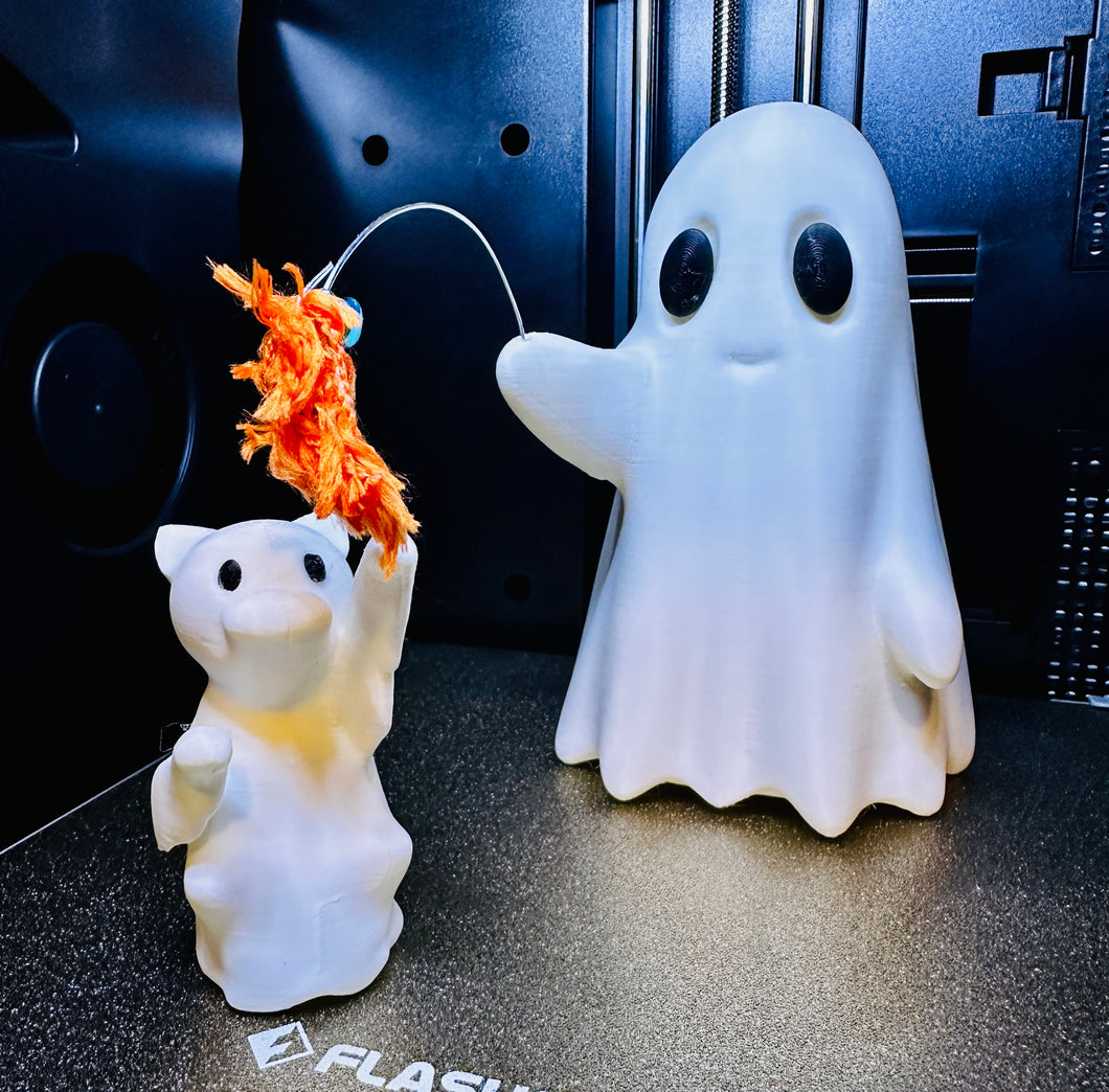 Happy Afterlife Ghost With Cat 3D Print Statue