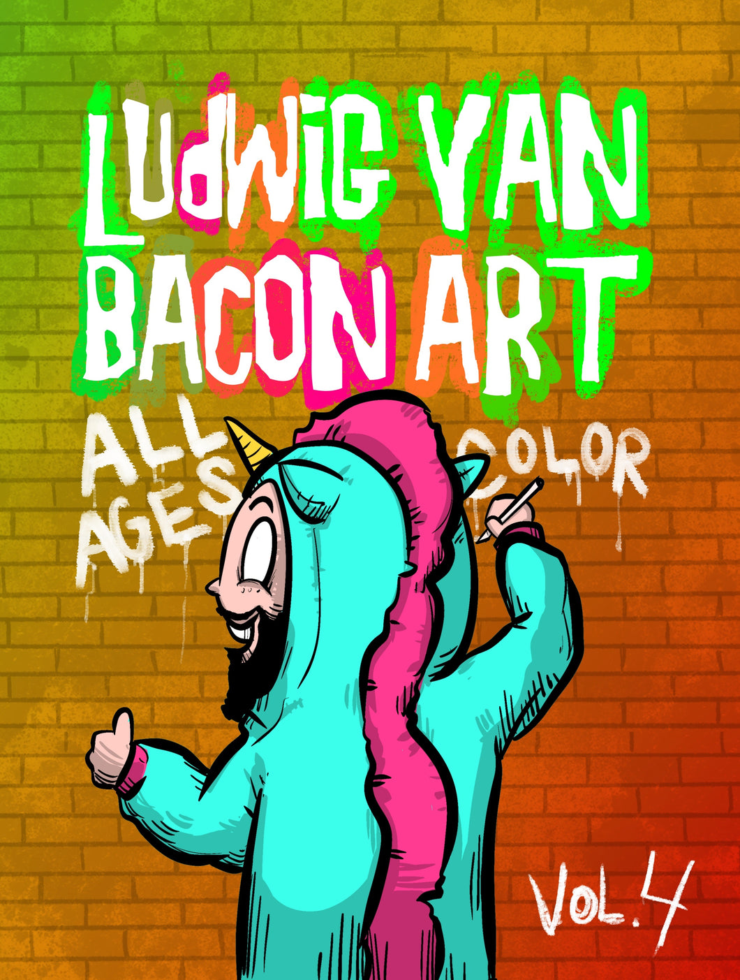 Digital Download: Ludwig Van Bacon Art Coloring Book -Vol 4, All Ages