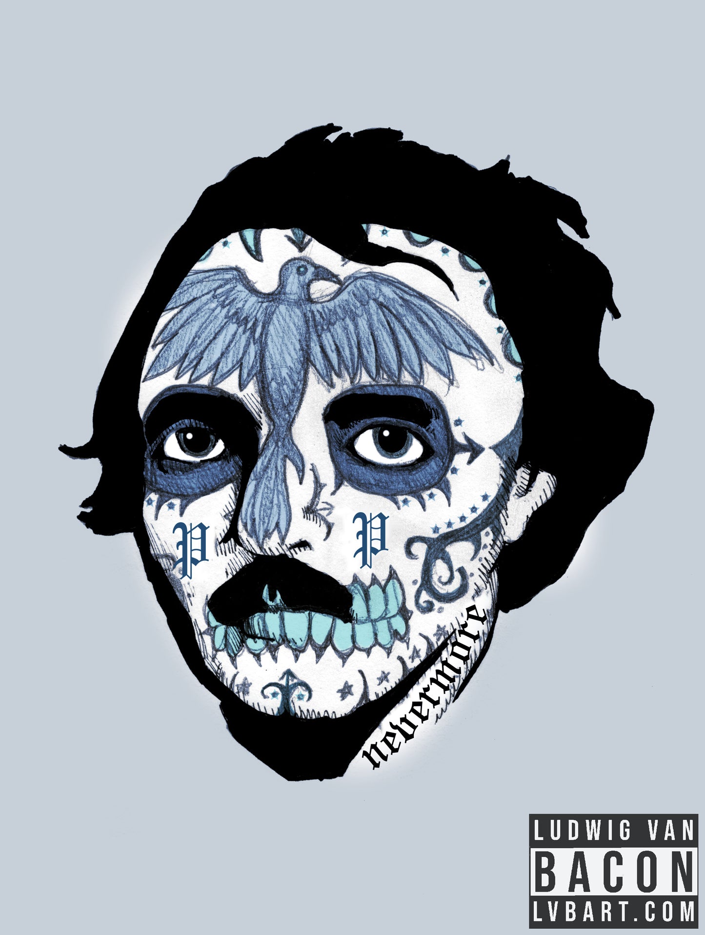 Edgar Allan Sugar Skull Fine Art Print