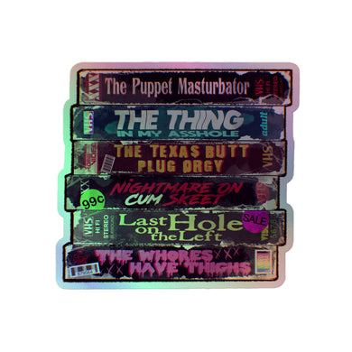 Adult Horror VHS Holographic Sticker Decal