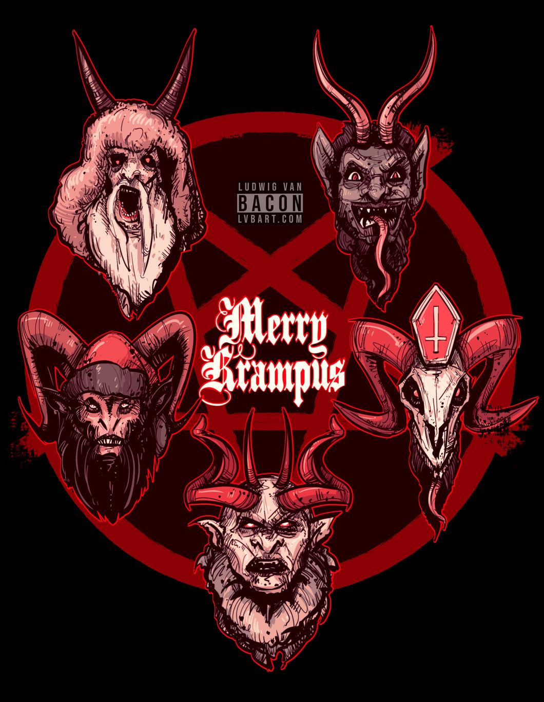 The Many Faces Of Krampus Fine Art Print