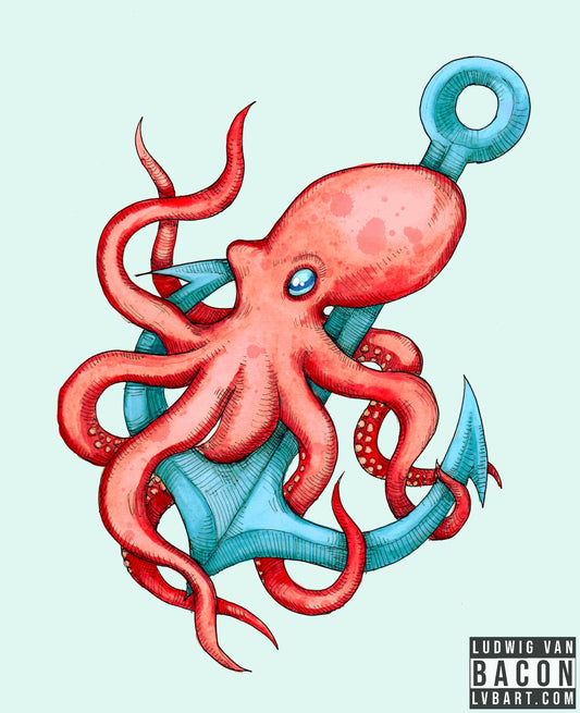 Octopus & Anchor Fine Art Print