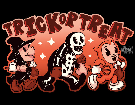 Rubber Hose Trick Or Treat Fine Art Print