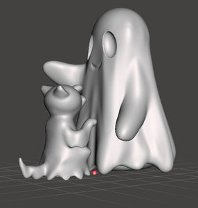 Happy Afterlife Ghost With Cat 3D Print Statue