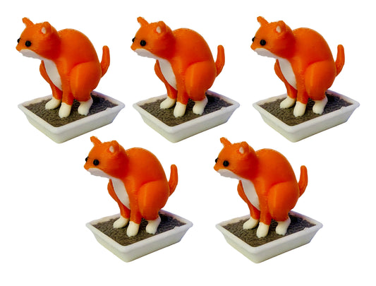 Tiny Pooping Cat (5 Pack) 3D Print Small Figure