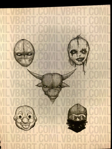 AHS Masks 9x12 ORIGINAL Artwork