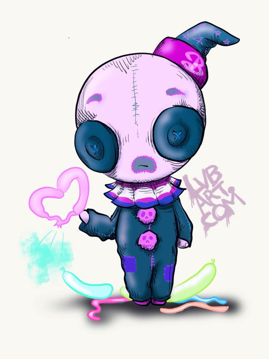 Buttons The Clown Balloon Trick Fine Art Print