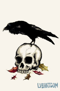 Raven Skull Crow Fine Art Print