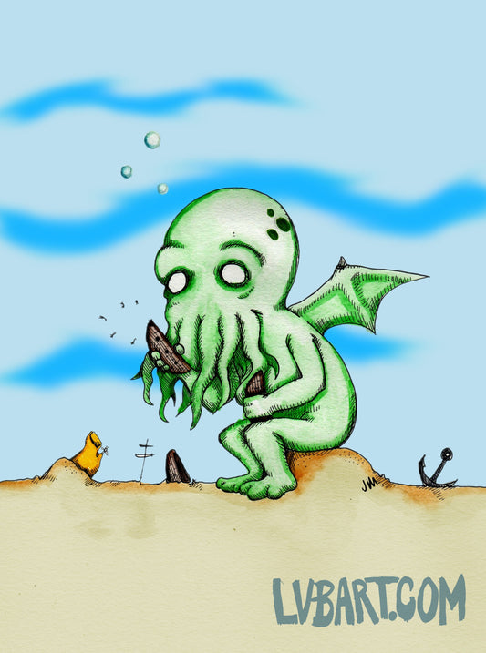 Cthulhu At Play Fine Art Print
