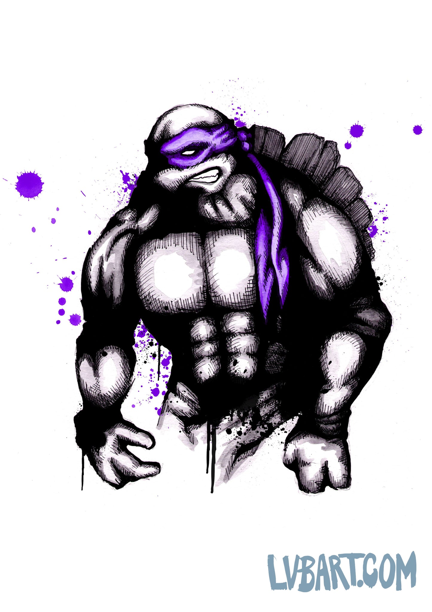 Teenage Mutant Splatter Turtle Purple Fine Art Print