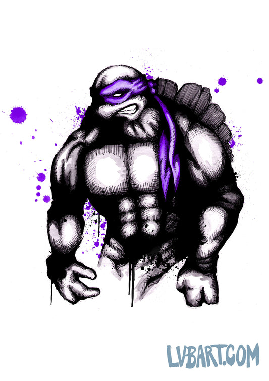 Teenage Mutant Splatter Turtle Purple Fine Art Print