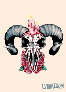 Oscuro Devil Goat Sugar Skull Fine Art Print