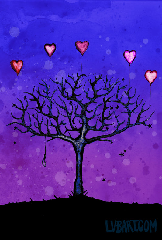 Tree Hearts & Stars 3 With Noose Fine Art Print