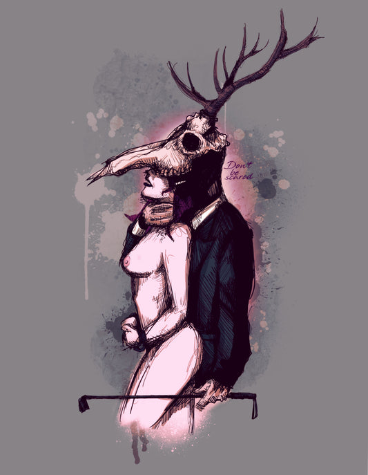 Deer Daddy Don’t Be Scared (Nude) Fine Art Print
