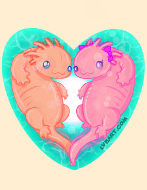 Axolotl In Love Fine Art Print