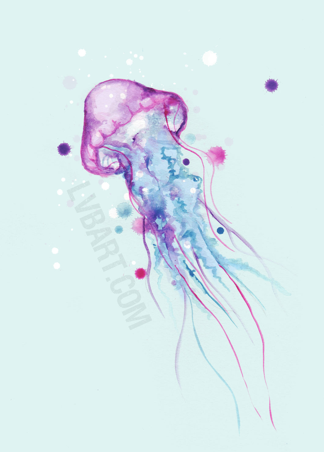 Jellyfish Watercolor 2.0 Fine Art Print
