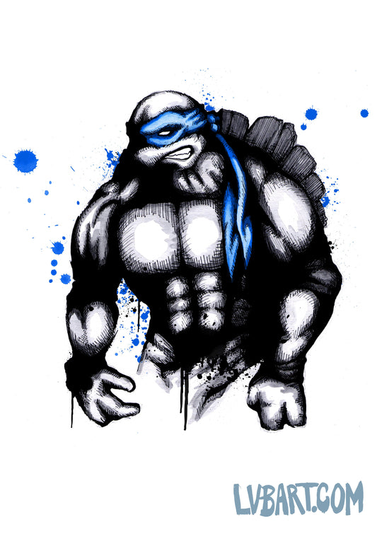 Teenage Mutant Splatter Turtle Blue Fine Art Print