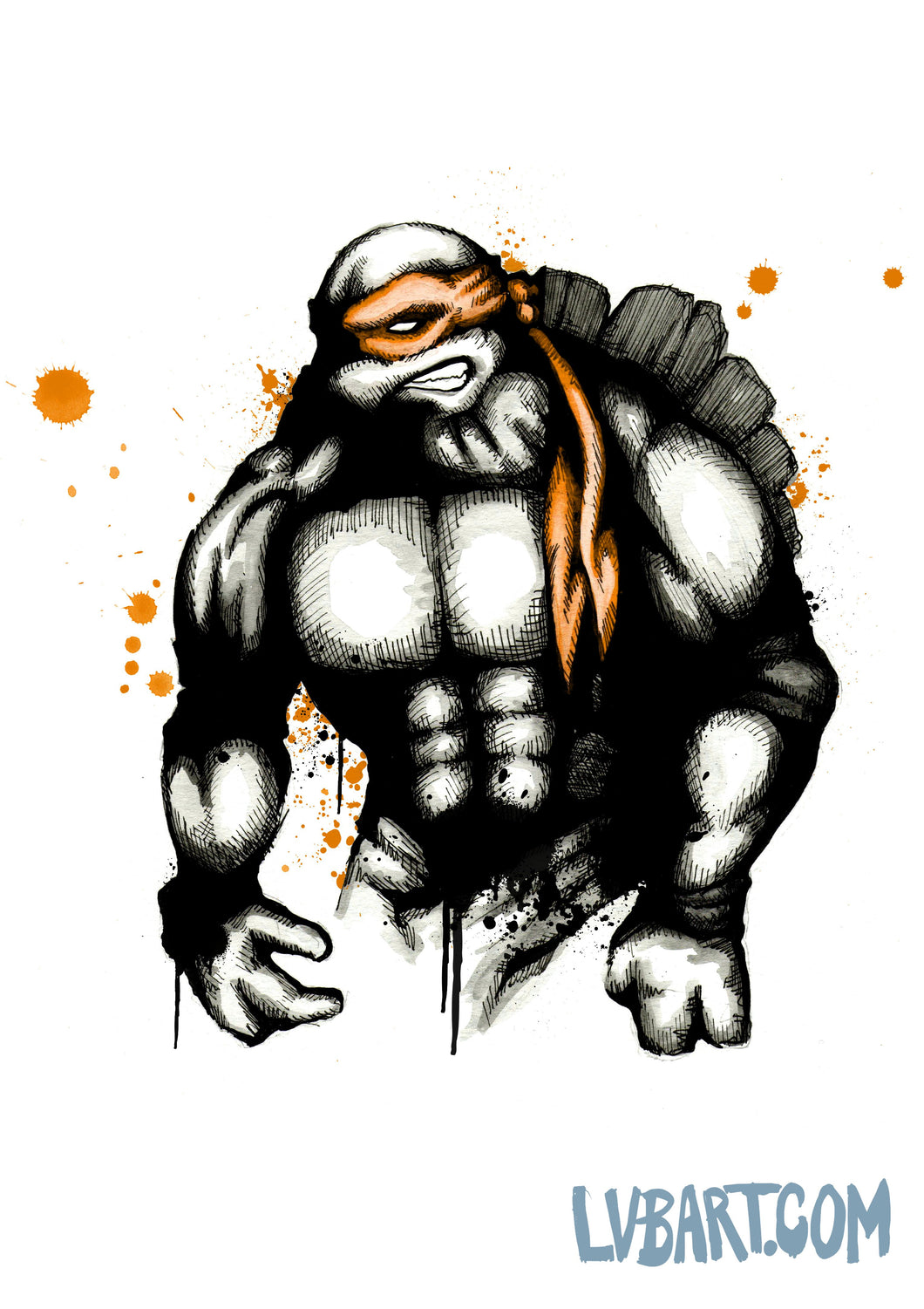 Teenage Mutant Splatter Turtle OrangeFine Art Print