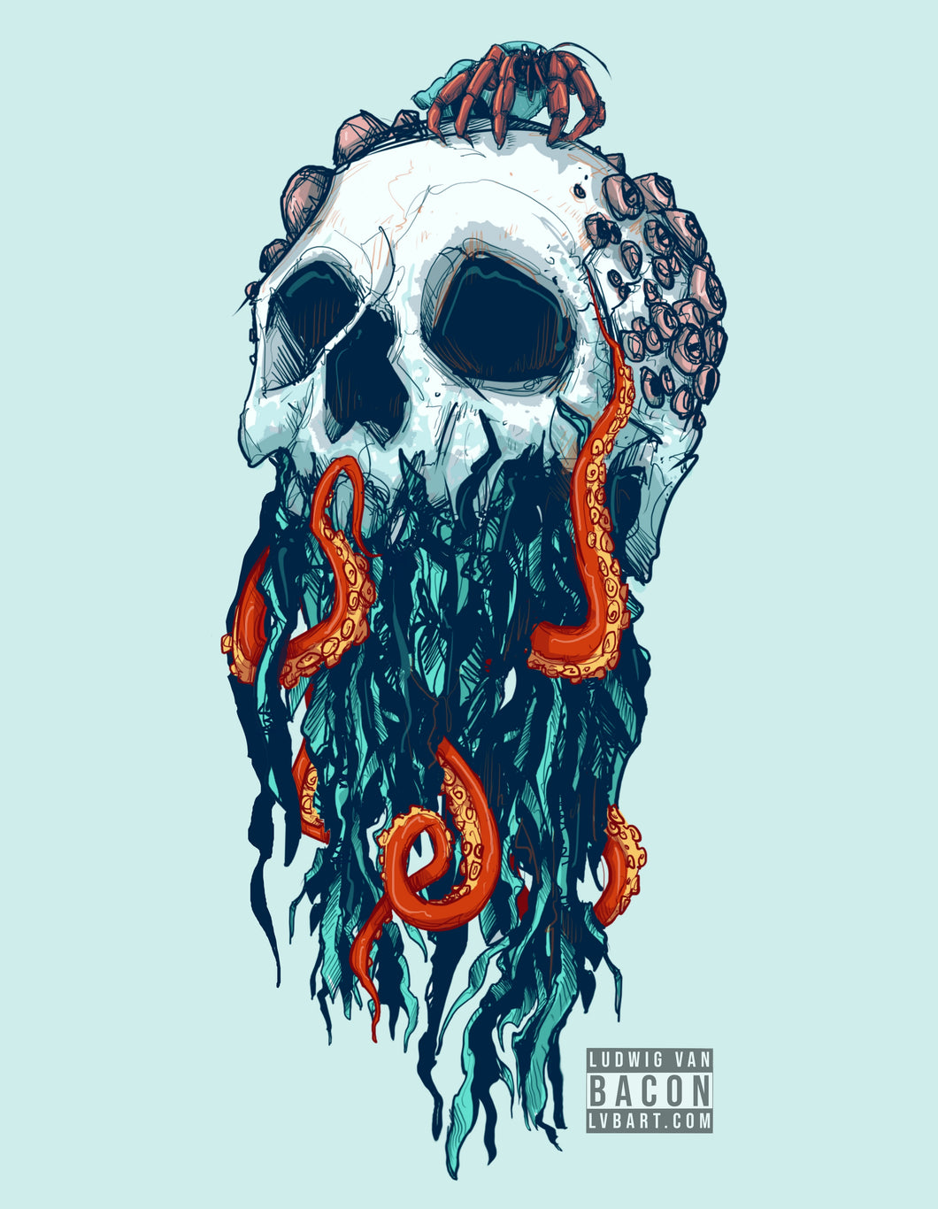Elemental Skull Ocean Fine Art Print