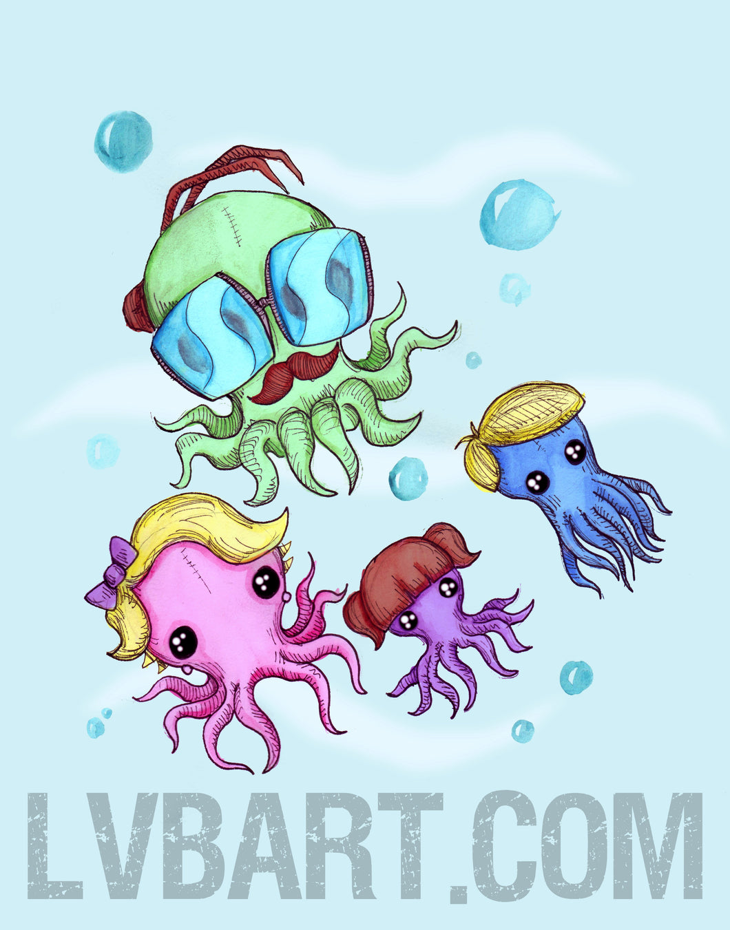 Octopus Family Fine Art Print