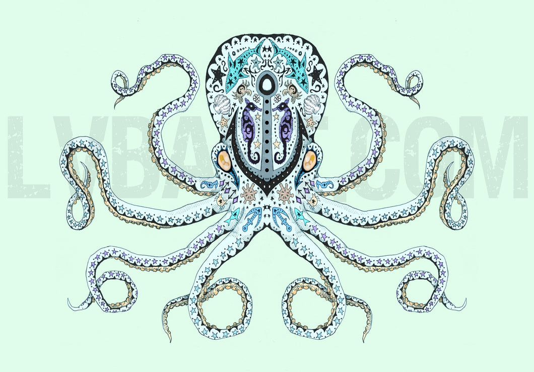 Sugar Skull Octopus Fine Art Print