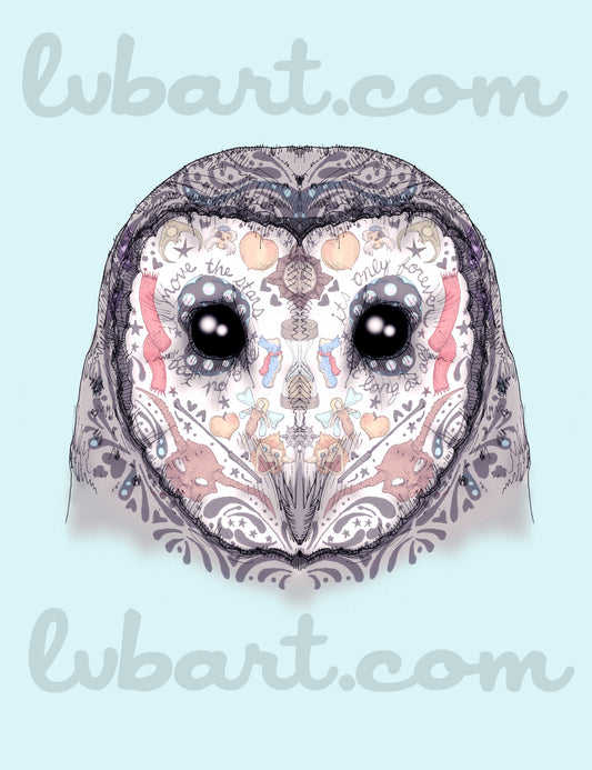 Sugar Skull Labyrinth Owl Fine Art Print