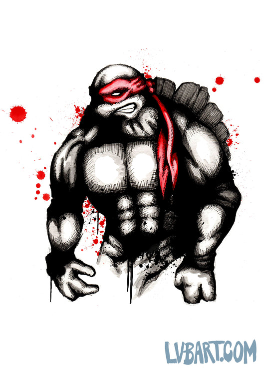 Teenage Mutant Splatter Turtle Red Fine Art Print