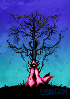 Red Riding Hood Wolf Tree Fine Art Print