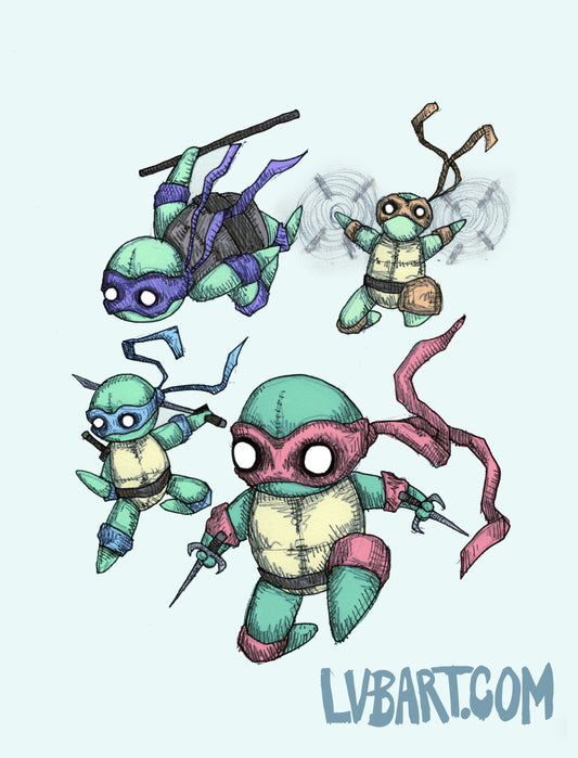 Teenage Mutant Ninja Plushies 3.0 Fine Art Print